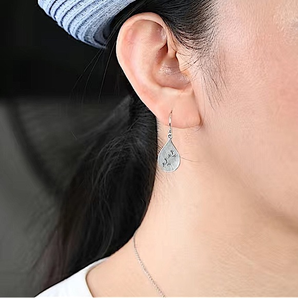 Silver Dandelion Flower Handcarved Textured Seed Earrings - Picture 7 of 7